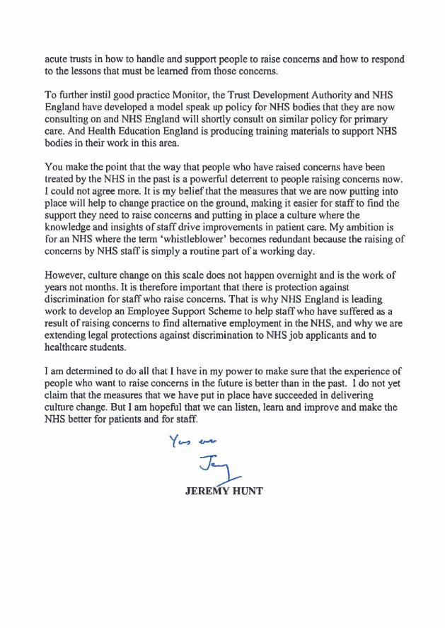 Hunt response 23.2.16 2