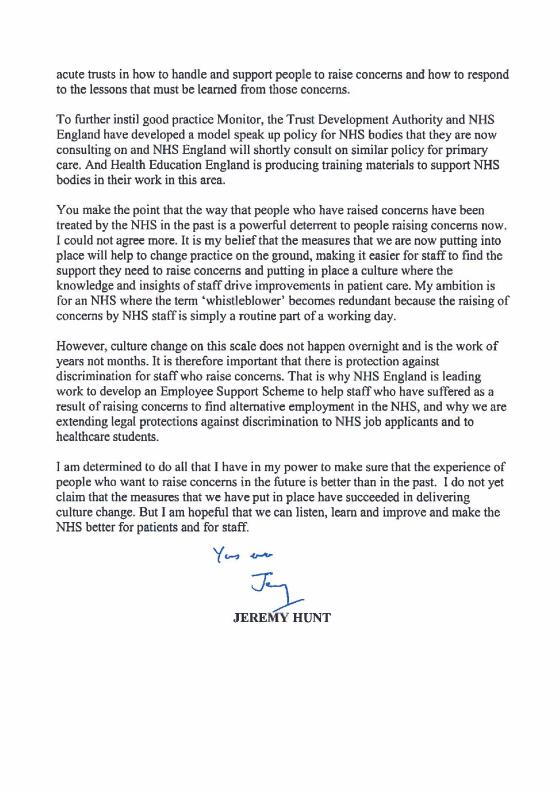 Hunt response 23.2.16 2